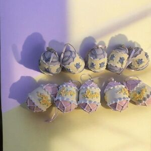 Hallmark 2002 Shimmering Easter Eggs Vintage Ornament Set Of 10 Spring Eggs